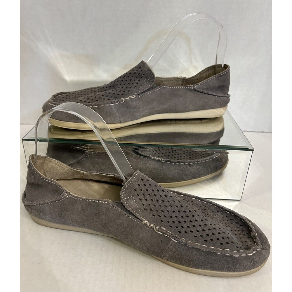 OluKai Nohea Perf Gray Suede Leather Loafer Slip-on Shoes Women’s Size 9.5 - Picture 2 of 9